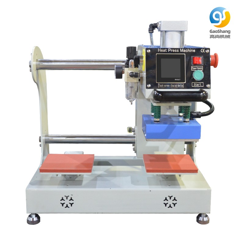 Pneumatic double position label heat press machine